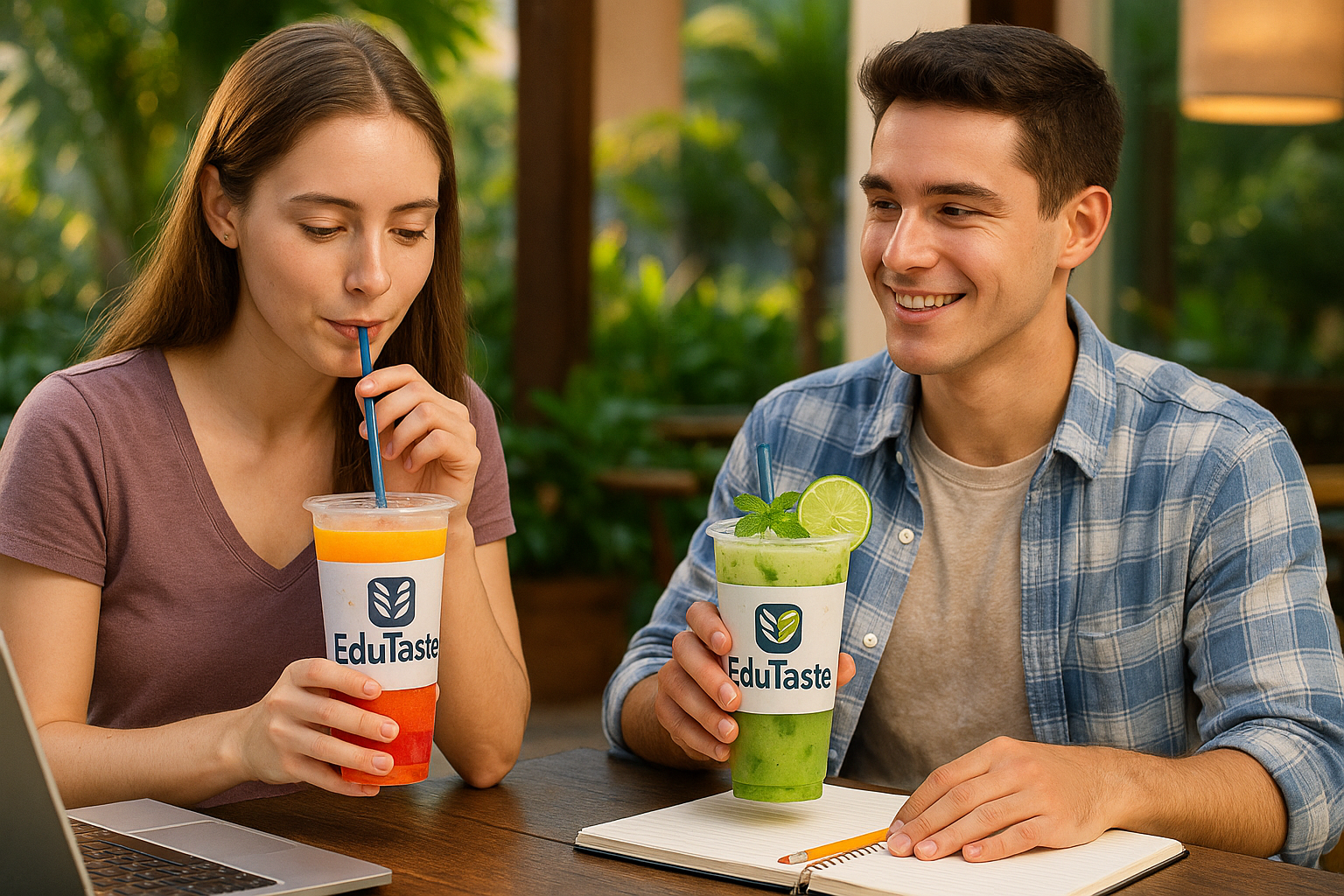 Mahasiswa menikmati minuman EduTaste sebagai inspirasi rasa di lingkungan kampus.